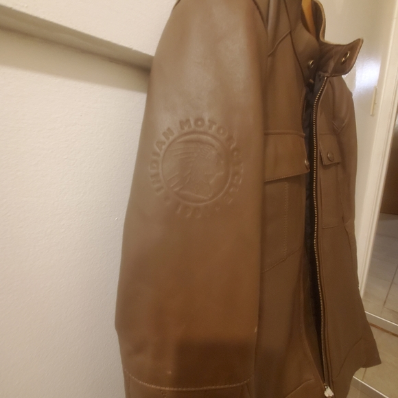 INDIAN MOTORCYCLE BROWN LEATHER GATEWAY JACKET - Picture 14 of 15